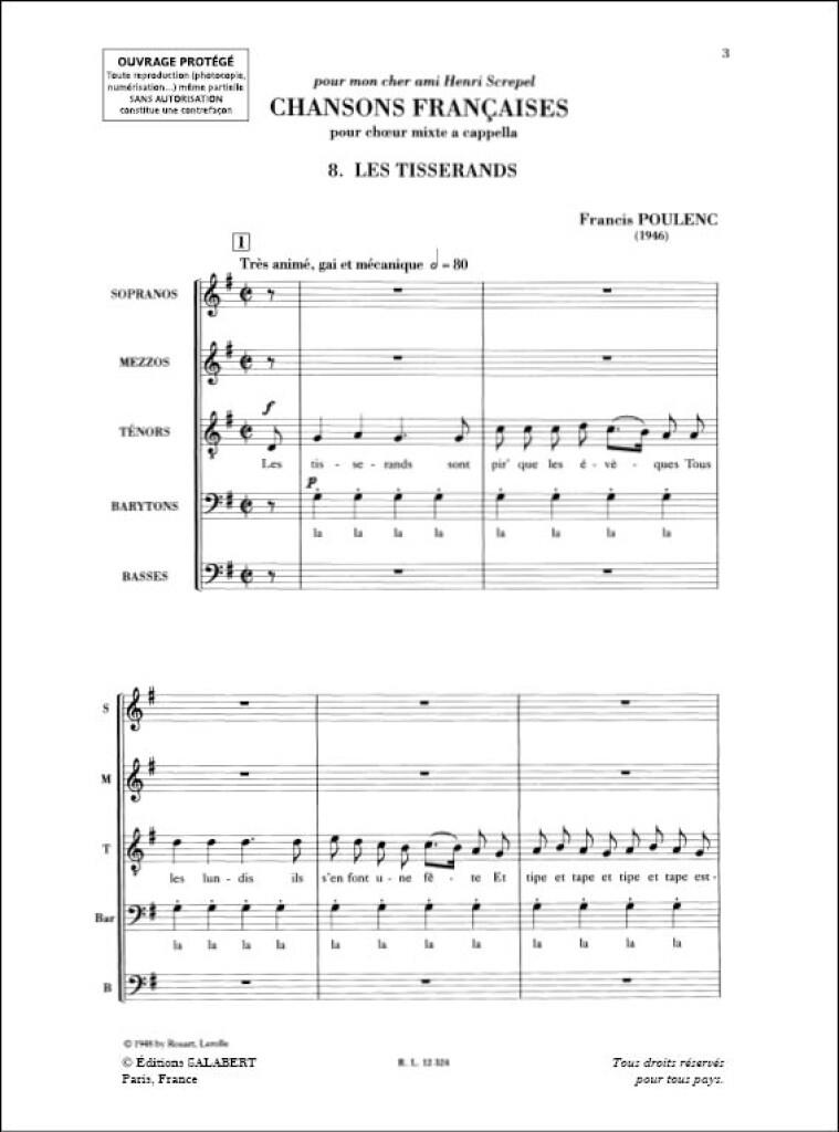 8 Chansons Francaises VIII: Les Tisserands Pour Choeur Mixte A Cappella (POULENC FRANCIS)