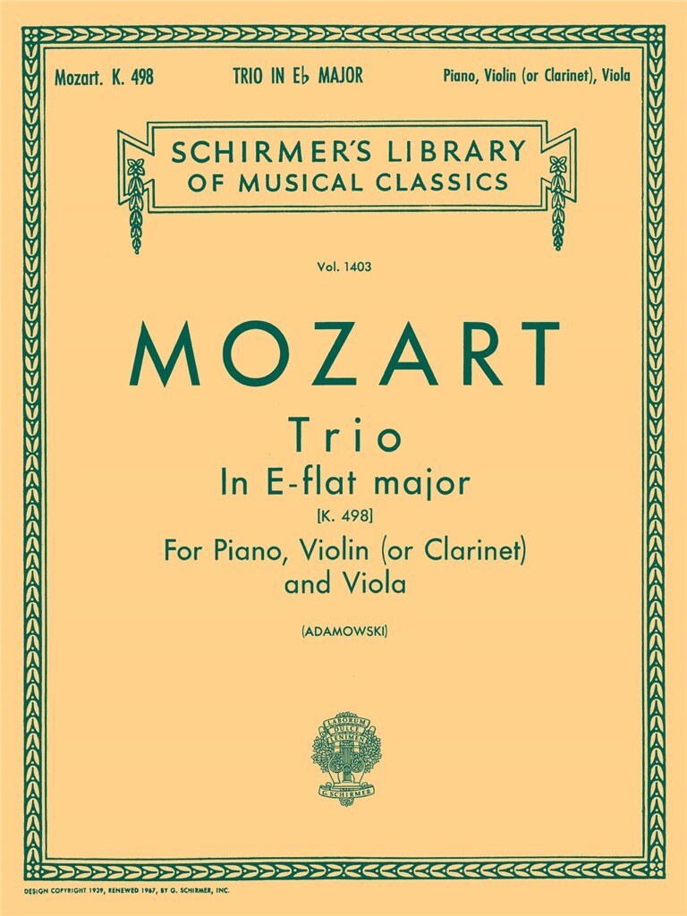 Trio No. 7 in E Flat, K.498 (MOZART WOLFGANG AMADEUS)