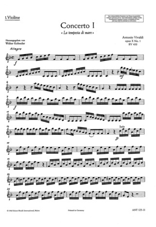Concerto #1 F Major Op. 10/1 Rv 433/Pv 261 (VIVALDI ANTONIO)