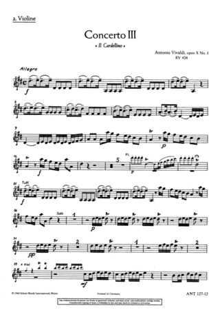 Concerto #3 D Major Op. 10/3 Rv 428/Pv 155 (VIVALDI ANTONIO)