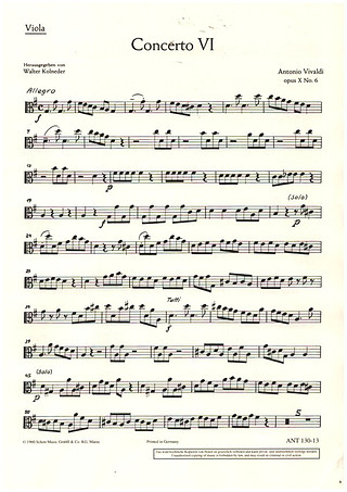 Concerto #6 Op. 10/6 Rv 437/Pv 105 (VIVALDI ANTONIO)