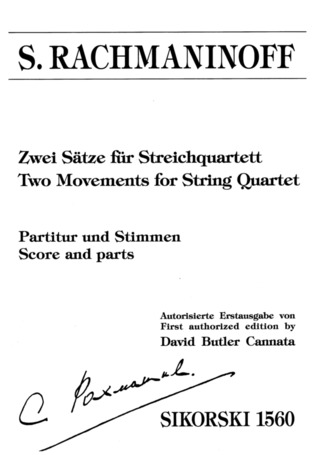2 Movements For String Quartet