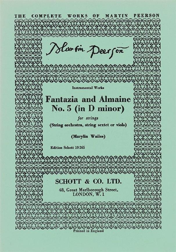 Fantazia And Almaine #5 In D Minor (PEERSON MARTIN)