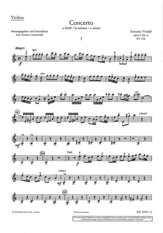 L'Estro Armonico Op. 3/6 Rv 356 / Pv 1 (VIVALDI ANTONIO)