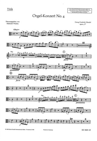 Organ Concerto #4 F Major Op. 4/4 Hwv 292