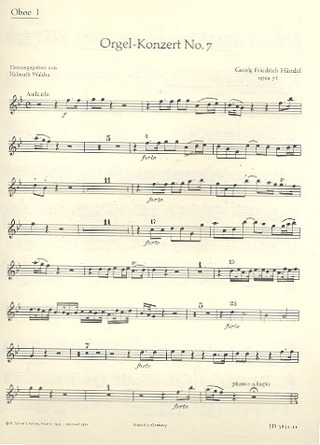 Organ Concerto #7 B Major Op. 7/1 Hwv 306