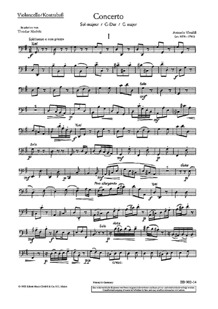 Concerto G Major Rv 298/Pv 100 (VIVALDI ANTONIO)