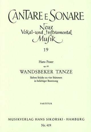 Danses De Wandsbeck Op. 49 (POSER HANS)