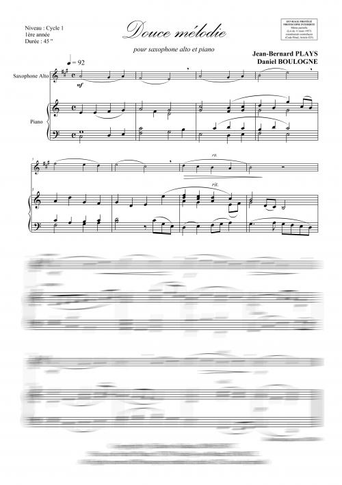 Douce Mélodie (Saxophone Et Piano)