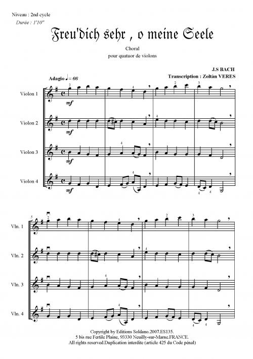 2 Chorals (Freu'Dich Sehr.../ O Haupt Voll...) (Quatuors De Violons)