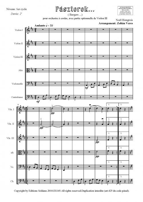 Pásztorok... (Pour Orchestre A Cordes + Partie Opt. De Violon III)