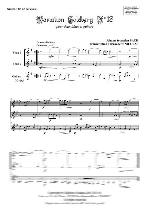 Variation Goldberg #18 (2 Flûtes Et Guitare)