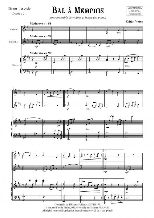 Bal A Memphis (Ensemble De Violons Et Harpe Ou Piano)