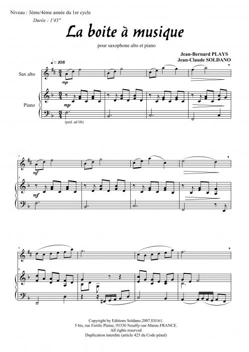 La Boite A Musique (Saxophone Et Piano)