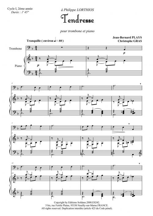 Tendresse (Trombone Et Piano) (PLAYS JEAN-BERNARD / GRAS CHRISTOPHE)