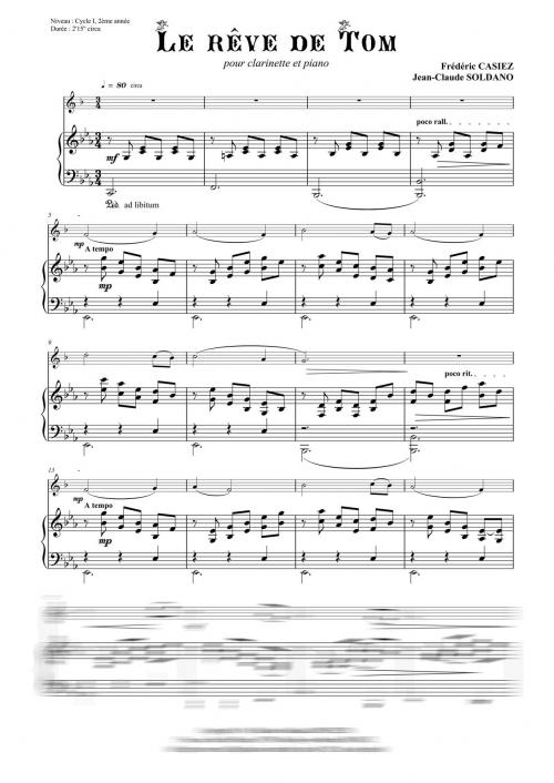 Le Rêve De Tom (Clarinette Et Piano) (CASIEZ F)