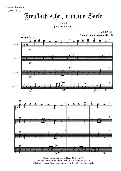 2 Chorals (Freu'Dich Sehr.../ O Haupt Voll...) (Quatuors D'Alti)
