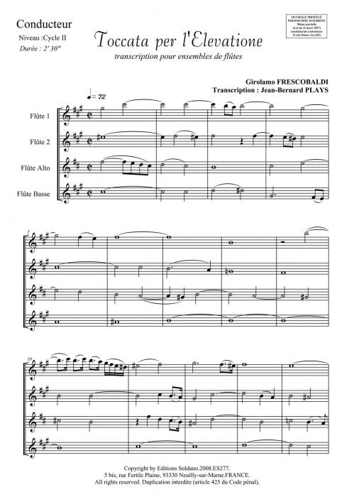 Toccata Per L'Elevatione (Ensemble De Flûtes [2Xut, Alto, Basse])