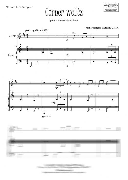 Corner Waltz (Clarinette Et Piano) (BERNICCHIA J)