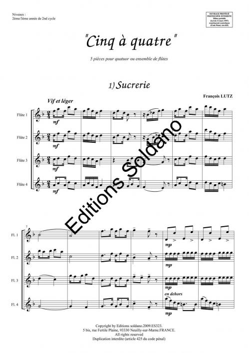 5 A Quatre (5 Pièces Pour Quatuor De Flûtes [Ut])
