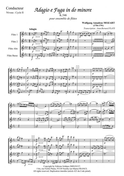 Adagio E Fuga In Do Minore (Ensemble De Flûtes [2Xut, Alto, Basse])