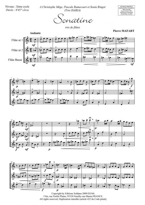 Sonatine (Trio De Flûtes [Ut/Piccolo, Ut, Ut/Alto/Basse])