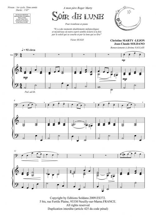 Soir De Lune (Trombone Et Piano) (MARTY-LEJON CHRISTINE / SOLDANO J)