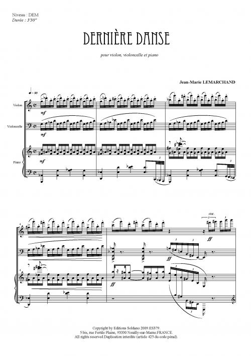Dernière Danse (Violon, Violoncelle Et Piano)