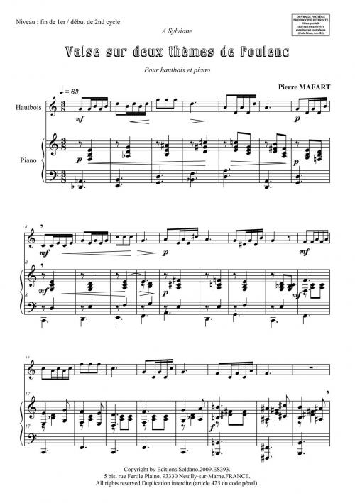 Valse Sur Deux Thèmes De Poulenc (Hautbois Et Piano)