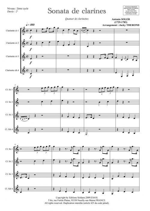 Sonata De Clarines (4X Clar. En Sib)