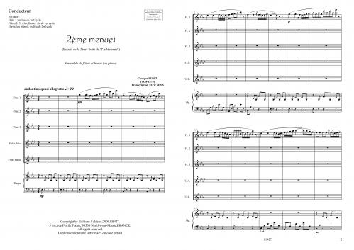 2ème Menuet (Ensemble De Flûtes [3Xut, Alto, Basse] Et Harpe Ou Piano)