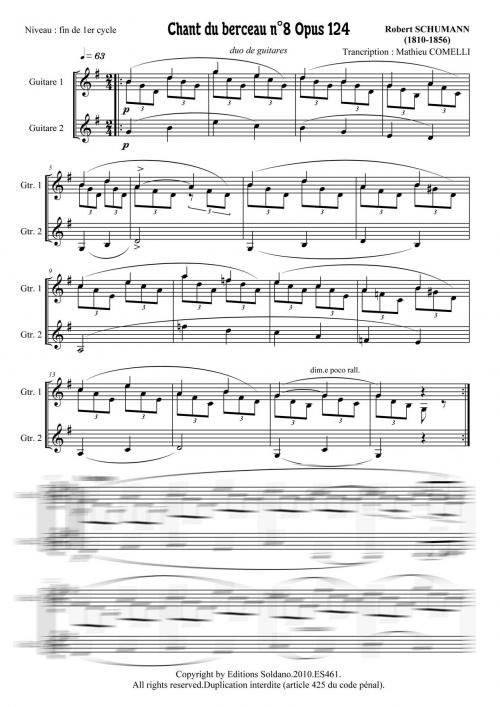 Chant Du Berceau (Transc. Du #8 Op. 124 Pour Piano)