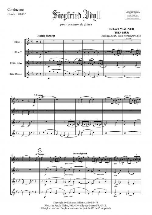 Siegfried Idyll (Quatuor De Flûtes [2Xut, Alto, Basse])