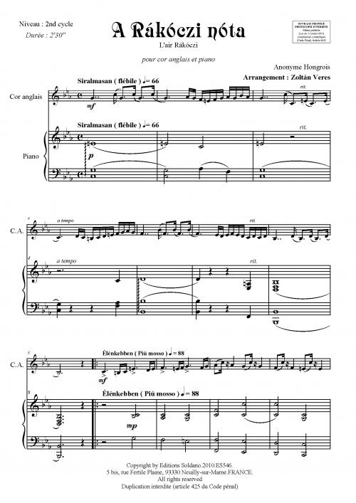A Rákóczi Nóta (Cor Anglais Et Piano)