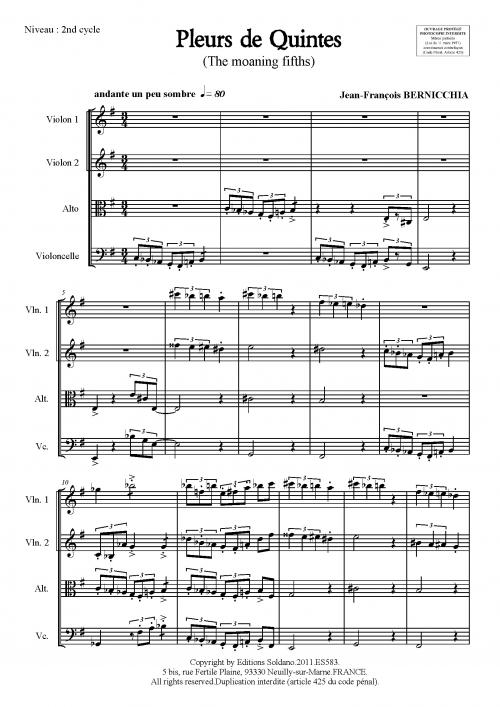 Pleurs De Quintes (The Moaning Fifths) (Violon I, Violon II, Alto, Violoncelle)