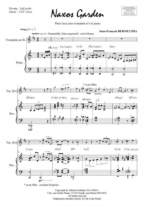 Naxos Garden (Trompette -Ou Cornet- Et Piano) (BERNICCHIA J)