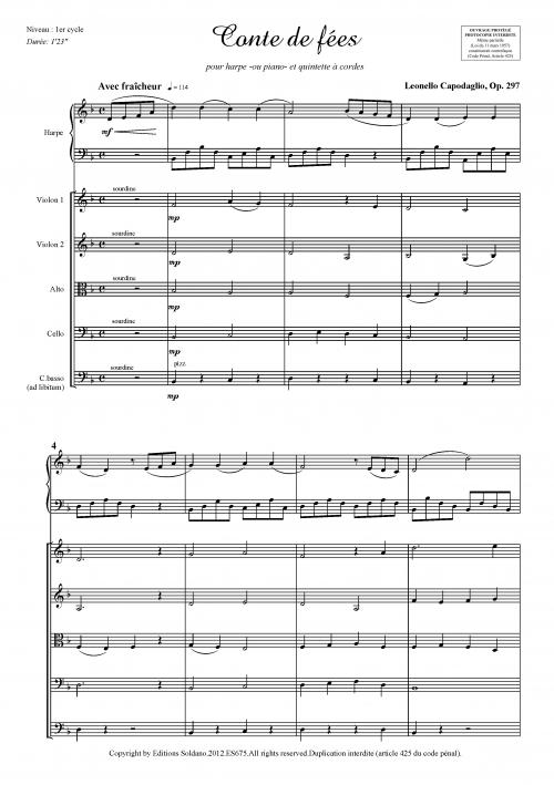 Conte De Fées (Harpe Ou Piano Et Cordes [2 Violons, Alto, Cello Et Contrebasse Optionnelle])