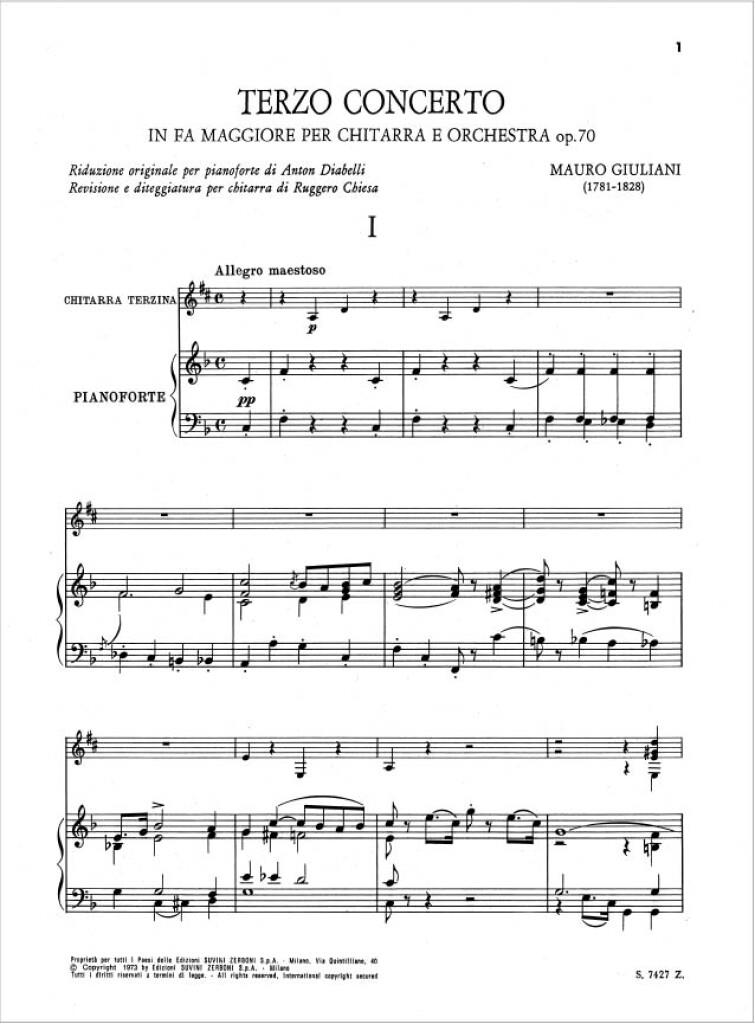 Concerto No3 Op. 70 En Fa Majeur (GIULIANI / CHIESA)