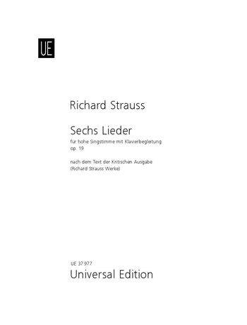 6 Lieder From Lotosblätter By Adolf Friedrich Von Schack (STRAUSS RICHARD)